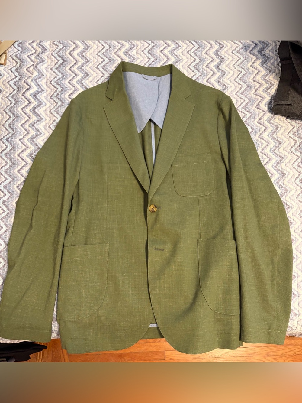 Taylor Stitch Olive Green Two-Button Patch Pocket Sport Coat